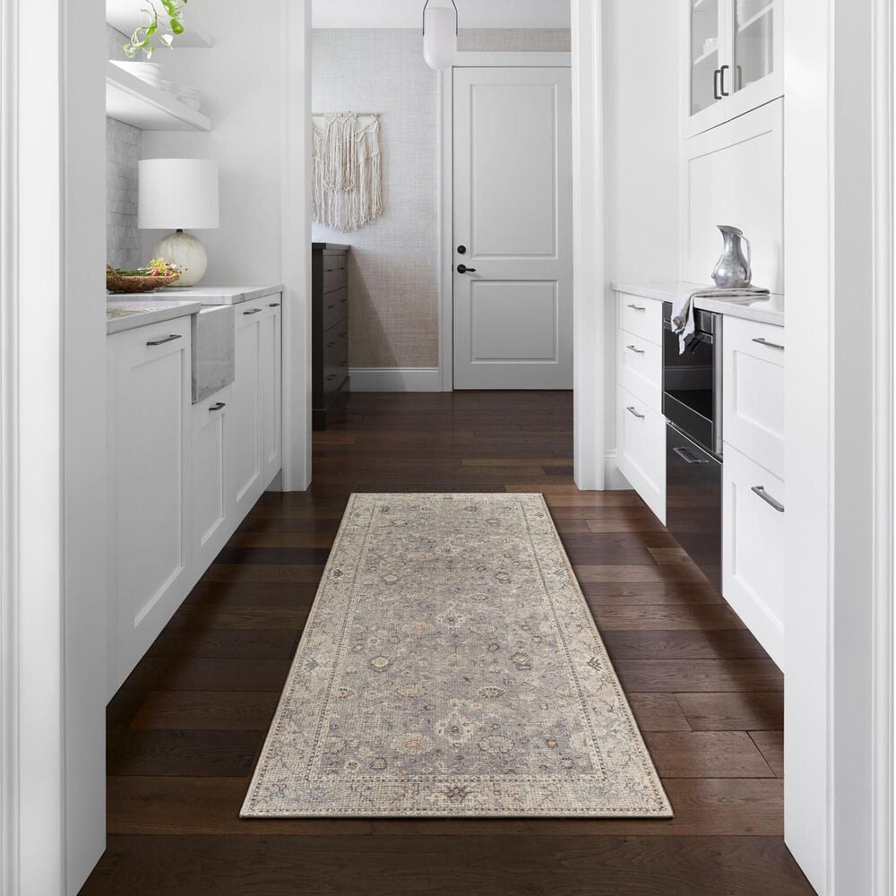 Surya Davina 2&#39;7&quot; x 7&#39;3&quot; Medium Gray, Light Beige, Brown, Denim and White Runner, , large