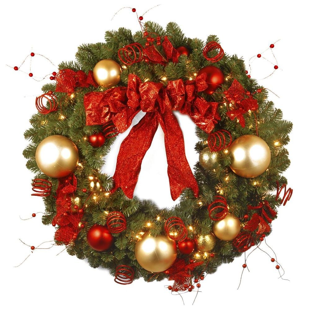 National Tree 36" Decorative Collection Cozy Christmas Wreath with Clear Lights, , large