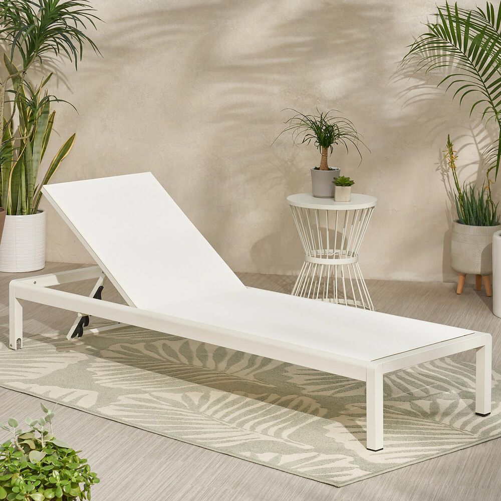 Hearth and Haven Cape Coral Outdoor Chaise Lounge in White, , large