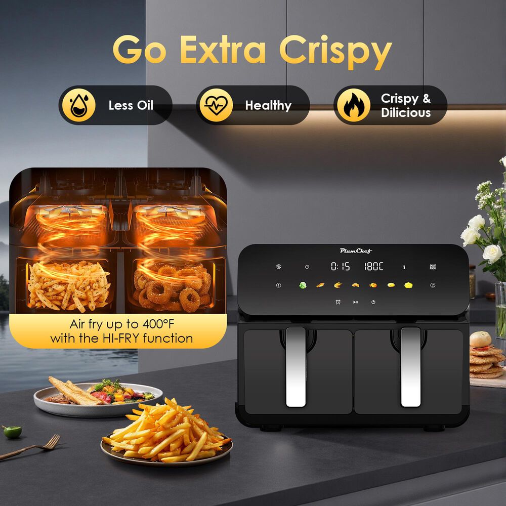 HOMLUX 10 Qt Dual Air Fryer with SyncCook in Black, , large