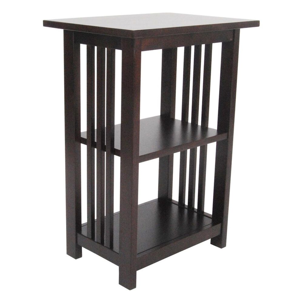 Alaterre Mission 2 Shelf End Table in Espresso, , large