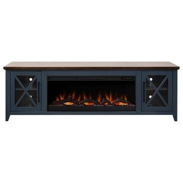 Legends Home Ithaca 83" Fireplace Console in Blue Denim and Bourbon, , large