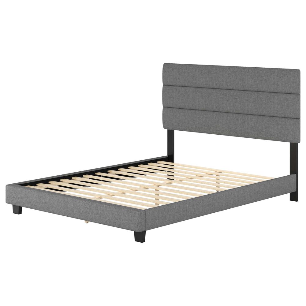 Accent Sicily Queen Upholstered Platform Bed in Grey, , large