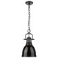 Golden Lighting Duncan 1-Light Small Pendant with Chain and Black Shade in Matte Black, , large