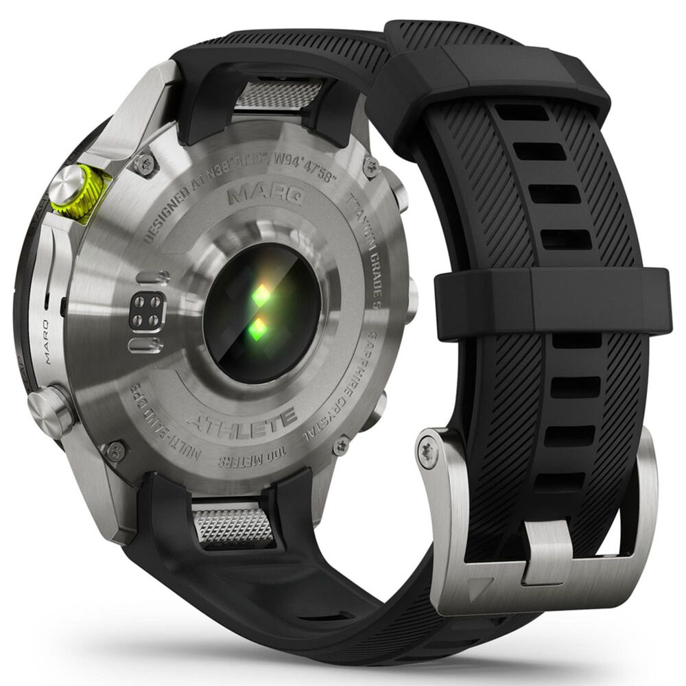 Garmin MARQ 2 Athlete AMOLED Smartwatch Grade 5 Titanium Bezel Case with Silicone Band in Black, , large
