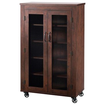 Furniture of America Dickerson 5-Shelf Cabinet in Vintage Walnut, , large