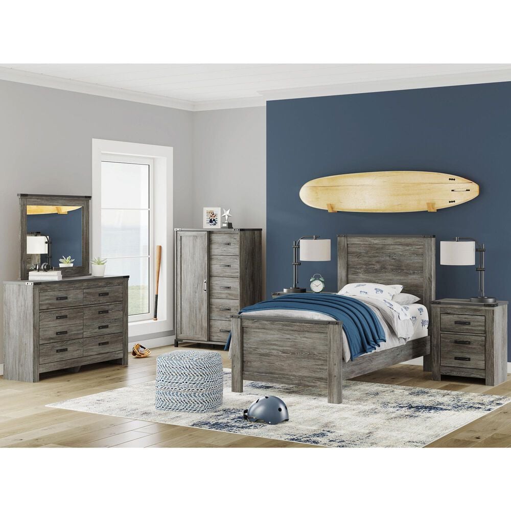 Ashley Frandern Twin Panel Bed in Black and Warm Gray, , large