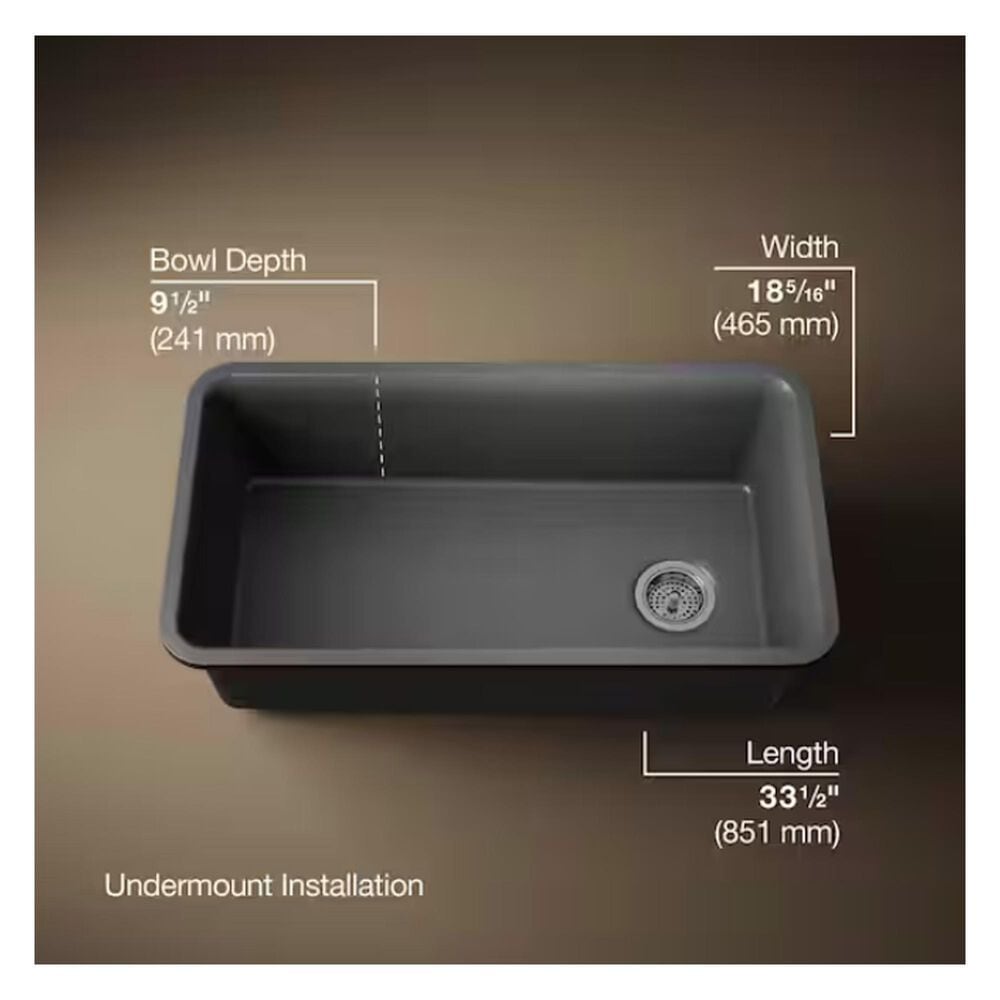 Kohler Cairn 33.5" Single Bowl Sink in Matte Graphite, , large