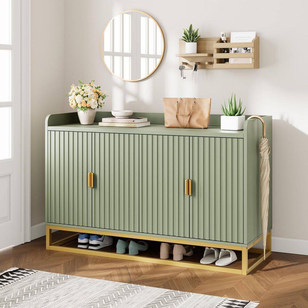 GARVEE 47.2" Sideboard Buffet Cabinet with Adjustable Shelves in Matt Gray Green, , large