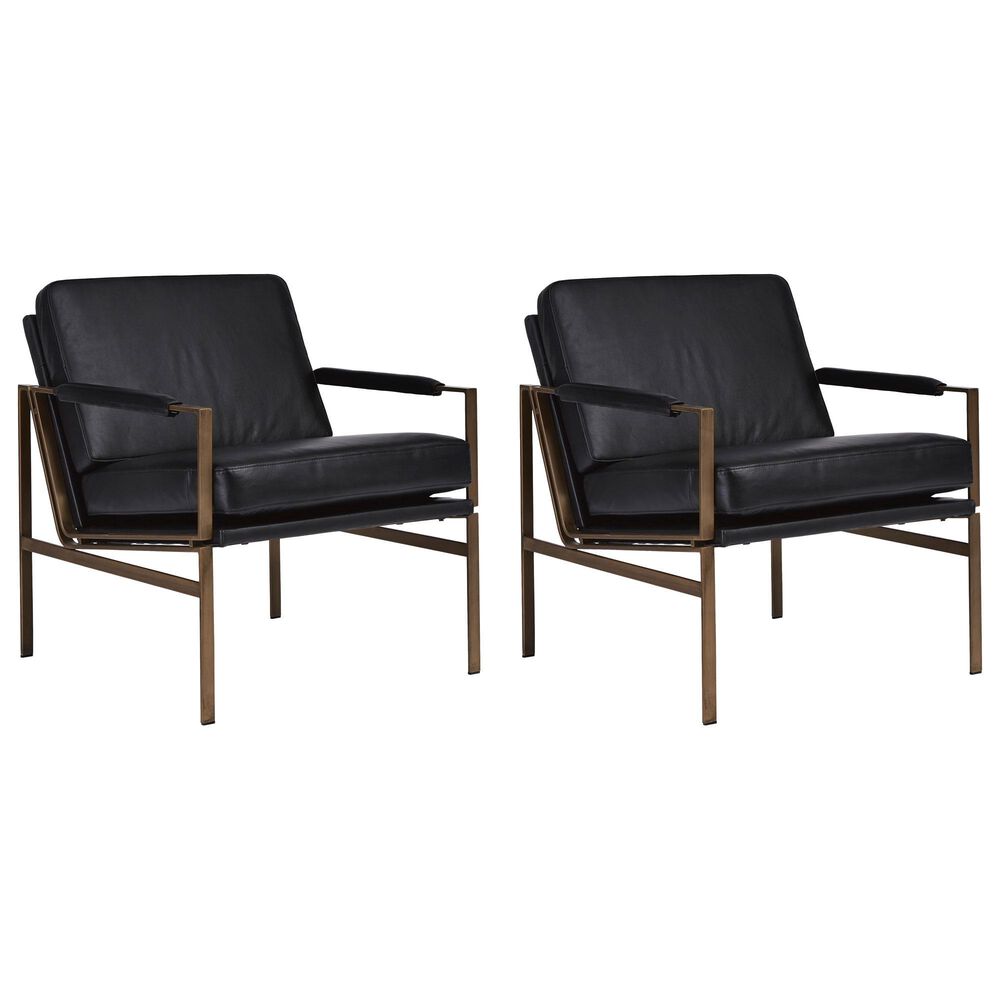 Ashley Puckman Accent Chair in Black (Set of 2), , large