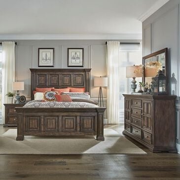 Liberty Furniture Big Valley 4-Piece King Panel Bedroom Set in Brownstone, , large