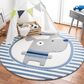 Safavieh Carousel CRK126 5"3" Round Ivory and Blue Kids  Area Rug, , large