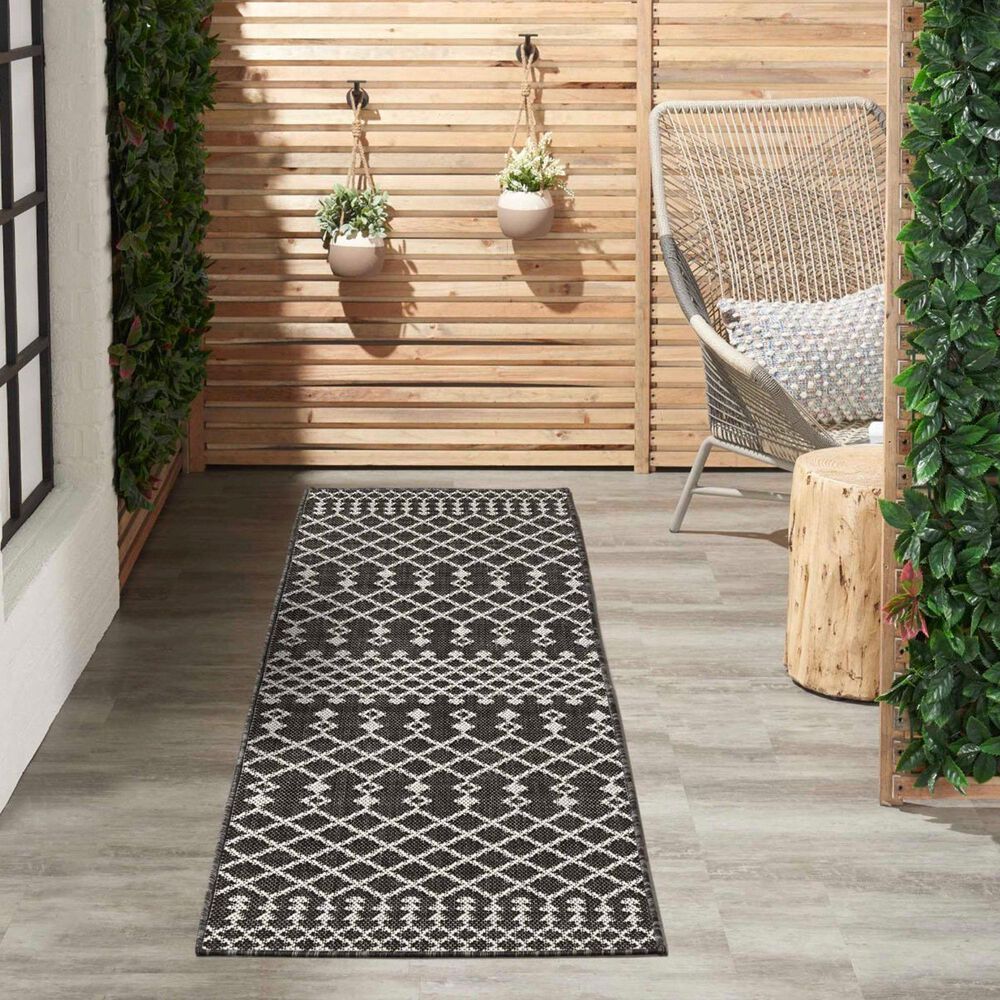 Nourison Positano Southwestern Black 2&#39; x 6&#39; Indoor/Outdoor Runner, , large