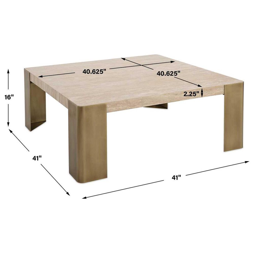 Uttermost Caress Coffee Table in Honey Beige and Antique Brass, , large