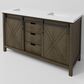 Lexora Home Marsyas 60" Double Bathroom Vanity in Rustic Brown with White Quartz Top and Rectangular Sinks, , large