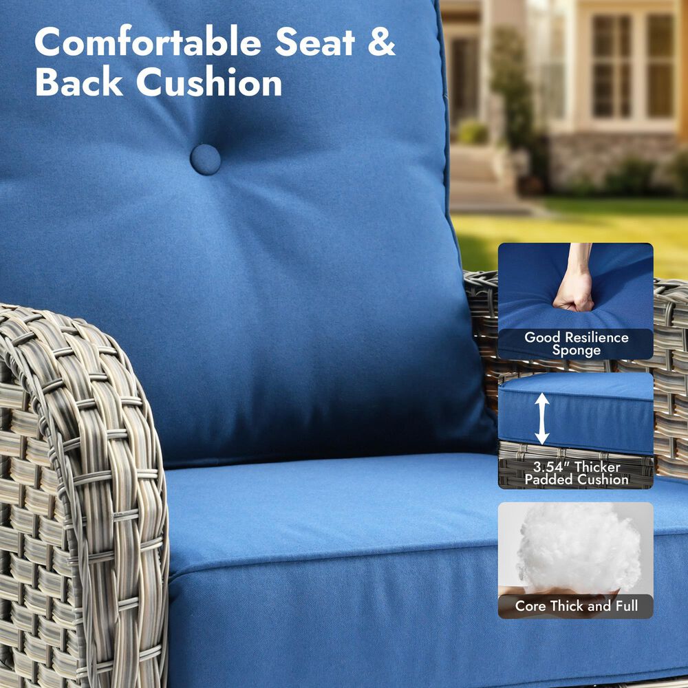 HOMLUX 13-Piece Patio Conversation Set with 54" Fire Pit Table in Navy Blue, , large