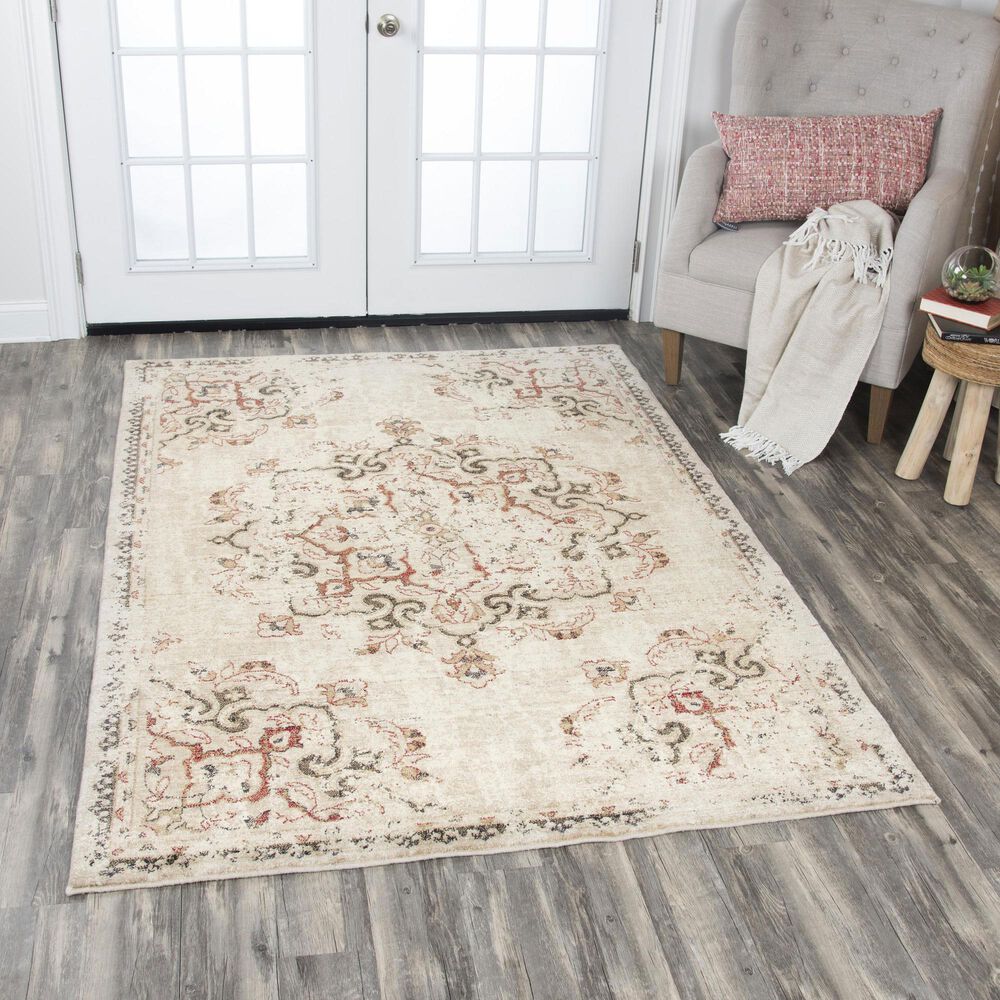 RIZZY Gossamer Beige and Rust 4' x 6' Area Rug, , large