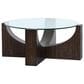 Nicolette Home Beckham Round Cocktail Table with Casters in Rustic Tavern and Clear, , large