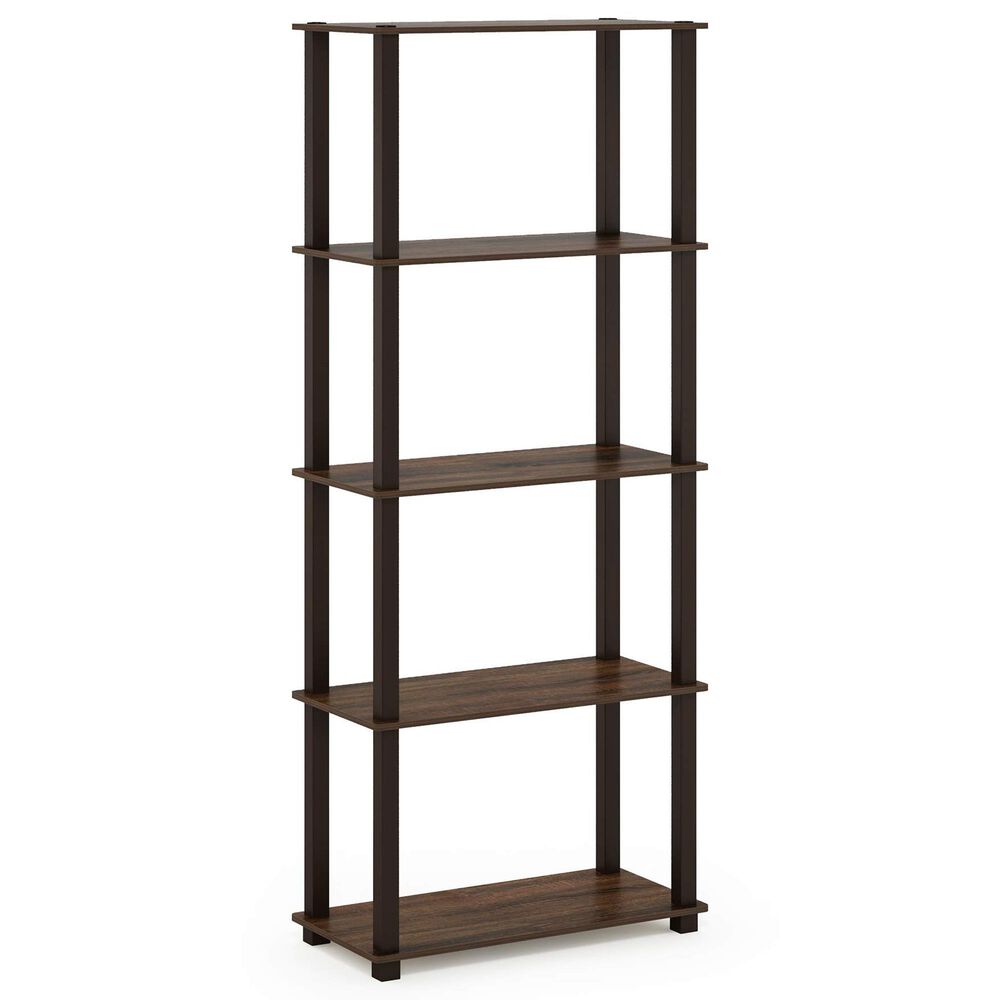 HOMLUX 5-Tier Display Rack in Walnut and Brown, , large