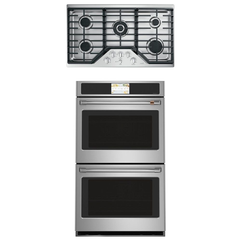 Cafe 2-Piece Kitchen Package with 30" Smart Built-In Convection Double Wall Oven and 36" Gas Cooktop in Stainless Steel, , large