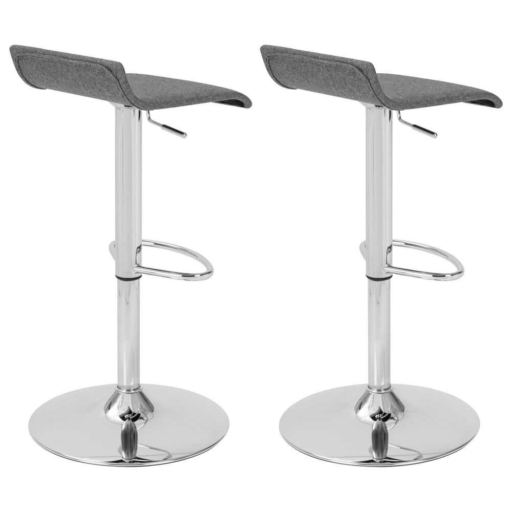 Lumisource Ale Swivel Adjustable Barstool with Grey Seat in Chrome &#40;Set of 2&#41;, , large