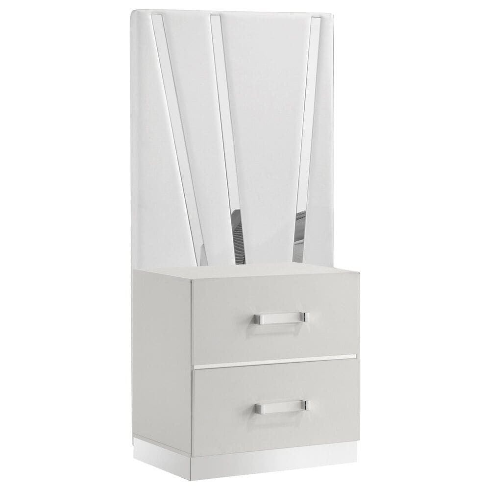 New Heritage Europa Wood Queen Panel Bed with 2 Nightstands in White, , large