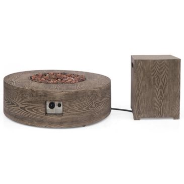 Noble House Senoia 50000 BTU Round Firepit with Tank Holder in Brown, , large
