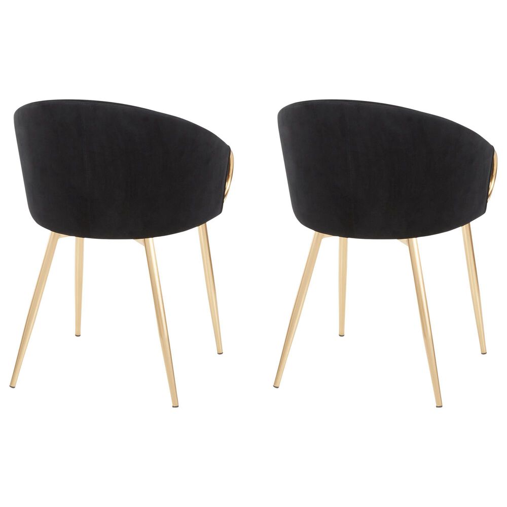 LumiSource Claire Arm Chair with Black Velvet Cushion in Gold (Set of 2), , large