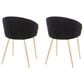 LumiSource Claire Arm Chair with Black Velvet Cushion in Gold (Set of 2), , large