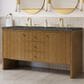 James Martin Hudson 60" Double Bathroom Vanity in Honey Oak with 3 cm Parisien Bleu Silestone Top, Rectangular Sinks and FreePower Wireless Charger, , large