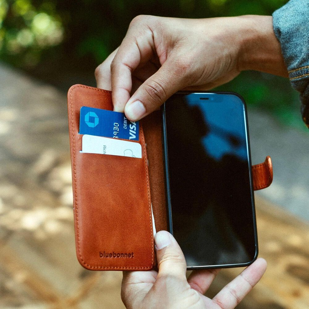Bluebonnet Cases Executive Leather Wallet Case Folio for iPhone 16 Pro Max in Tuscan Tan, , large