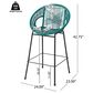 Hearth and Haven Ferrara Outdoor Faux Wicker Barstool in Teal (Set of 2), , large