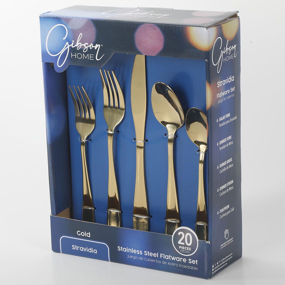 Gibson Home Stravida 20-Piece Flatware Set in Gold, , large