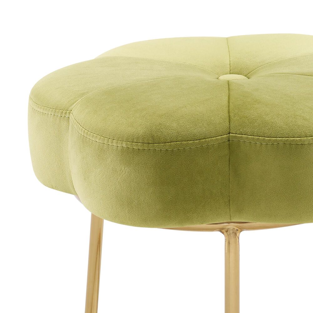 Linon Home Decor Seraphina Vanity Stool with Green Cushion in Gold, , large