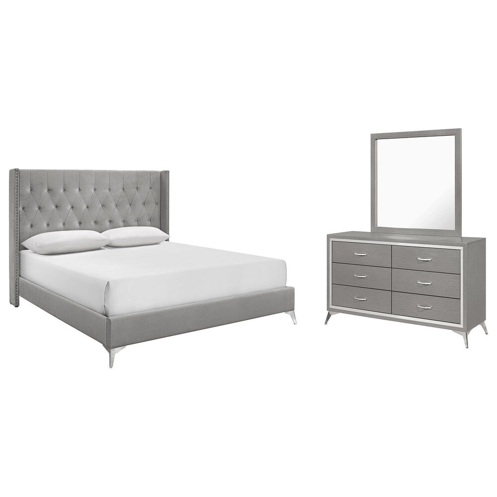 New Heritage Design Huxley 3-Piece King Bedroom Set in Gray, , large