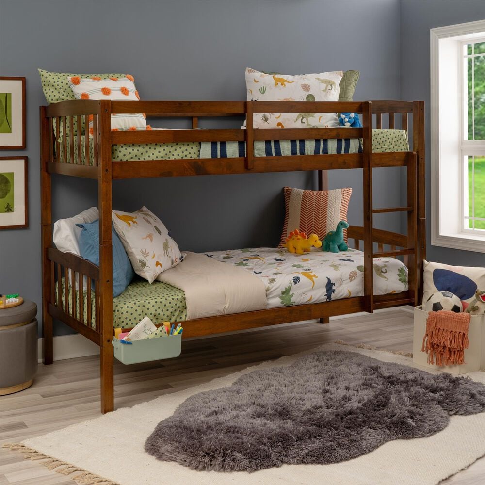 Linden Boulevard Elinda Twin over Twin Bunk Bed in Warm Oak, , large