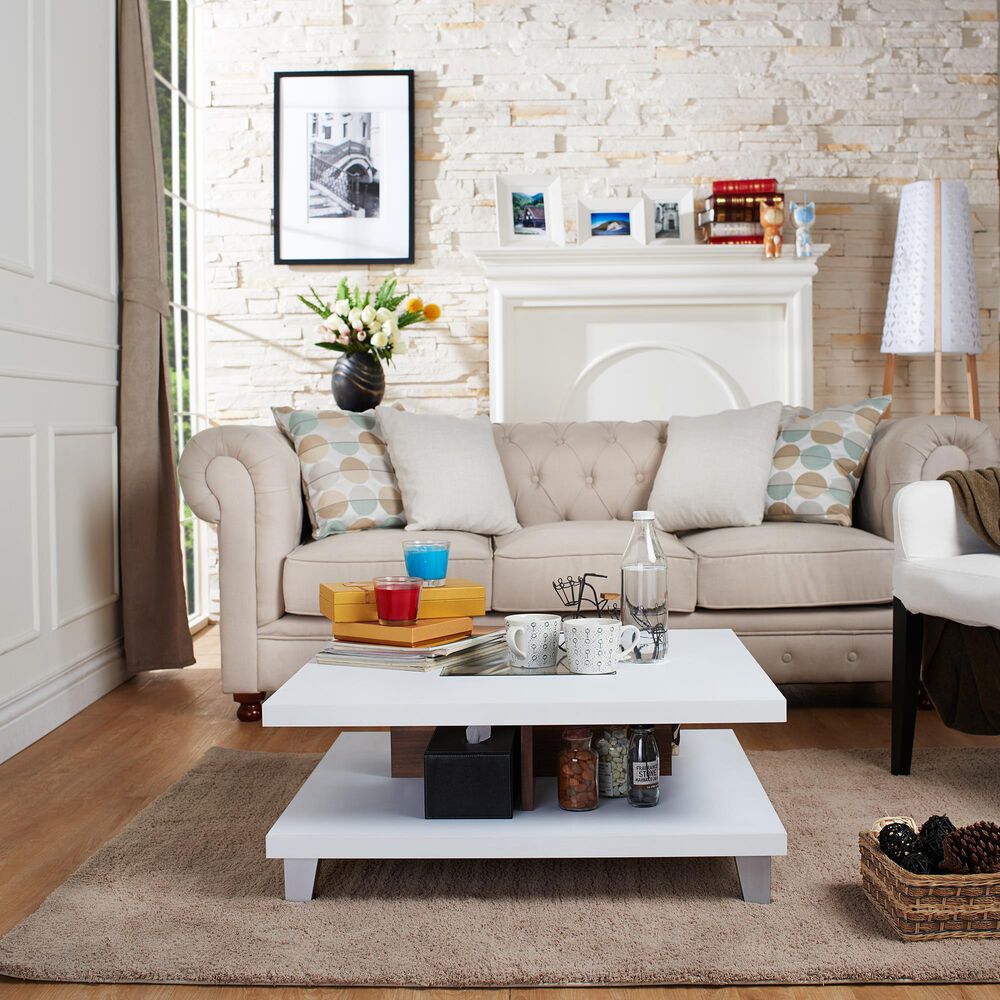 Furniture of America Humphrey Storage Coffee table in White, , large