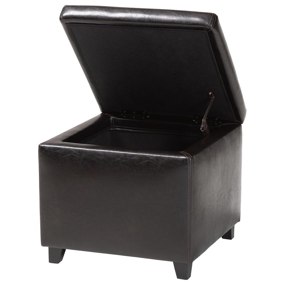 Baxton Studio Small Cube Storage Ottoman in Dark Brown, , large