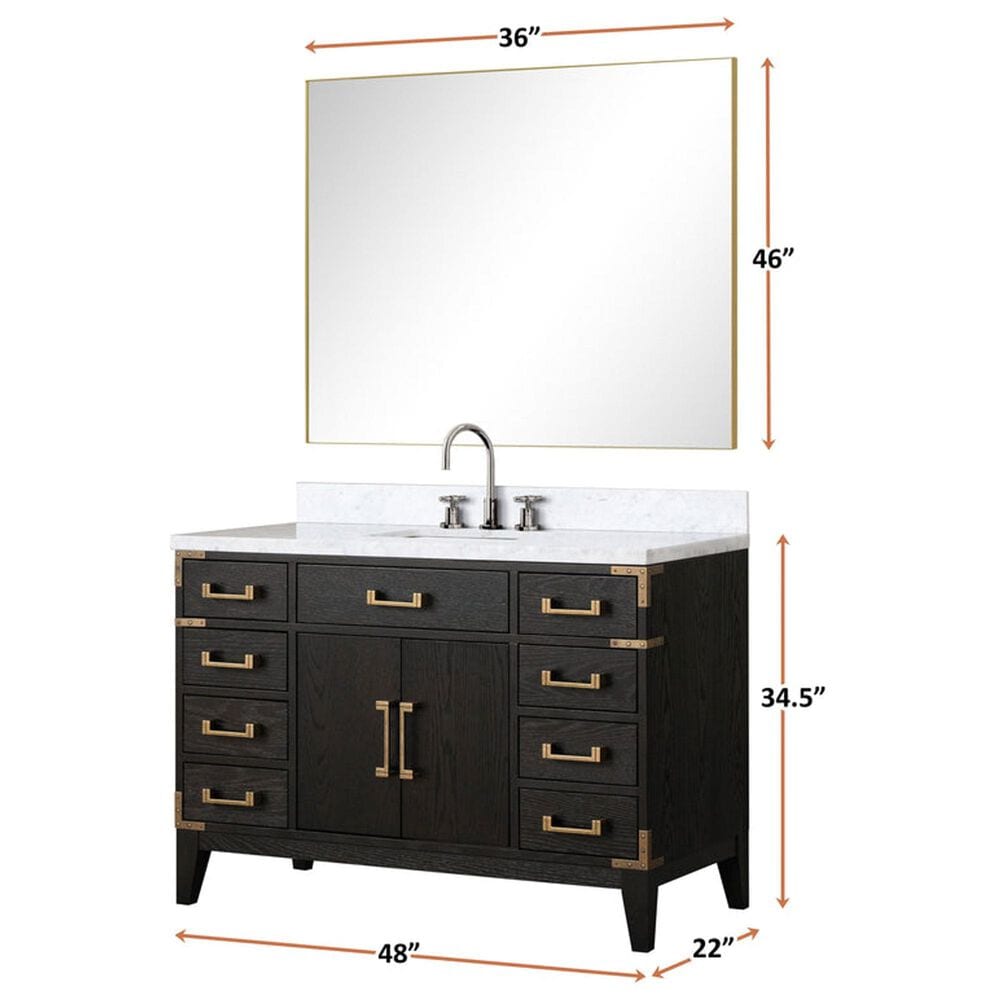Lexora Home Laurel 48&quot; Single Bathroom Vanity in Grey Oak with White Quartz Top and Rectangular Sink, , large