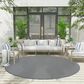Nourison Courtyard Ivory and Blue 8" Round Indoor/Outdoor Area Rug, , large