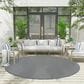 Nourison Courtyard Ivory and Blue 8" Round Indoor/Outdoor Area Rug, , large