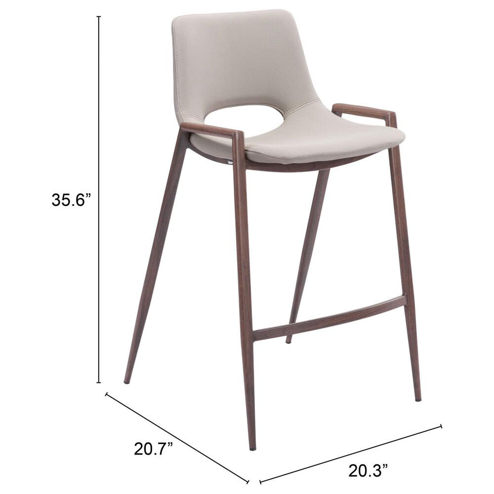 Zuo Modern Desi Counter Chair in Beige/Dark Brown &#40;Set of 2&#41;, , large