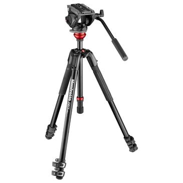 Manfrotto 500 Fluid Video Head Flat Base with 190X Video Aluminum Tripod in Black, , large