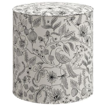 Rifle Paper Co Crafted by Cloth and Company Billie Ottoman in Aviary Black/Cream, , large