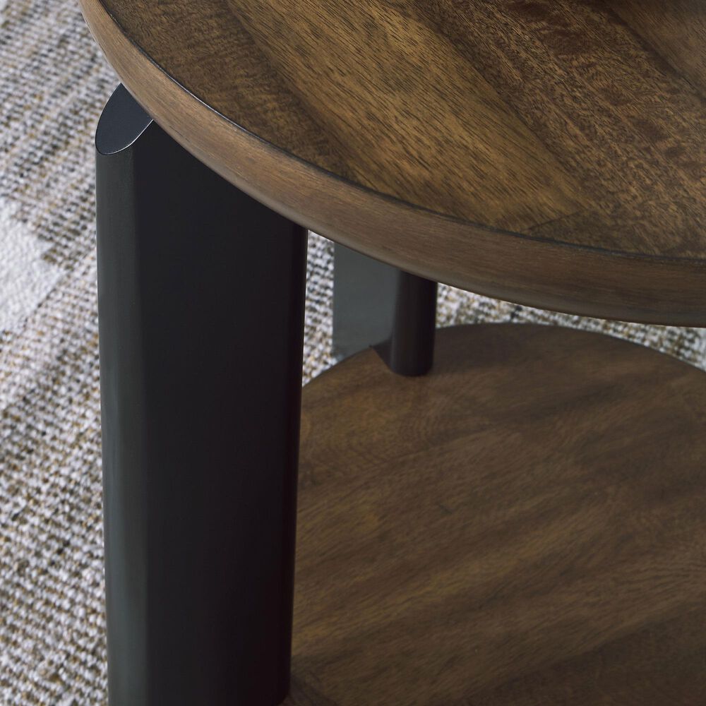 Ashley Kraeburn Round End Table in Brown and Black, , large