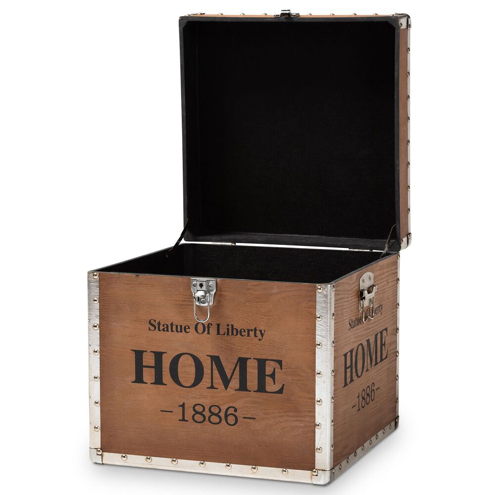 Baxton Studio Violetta Storage Trunk Ottoman in Light Brown, , large