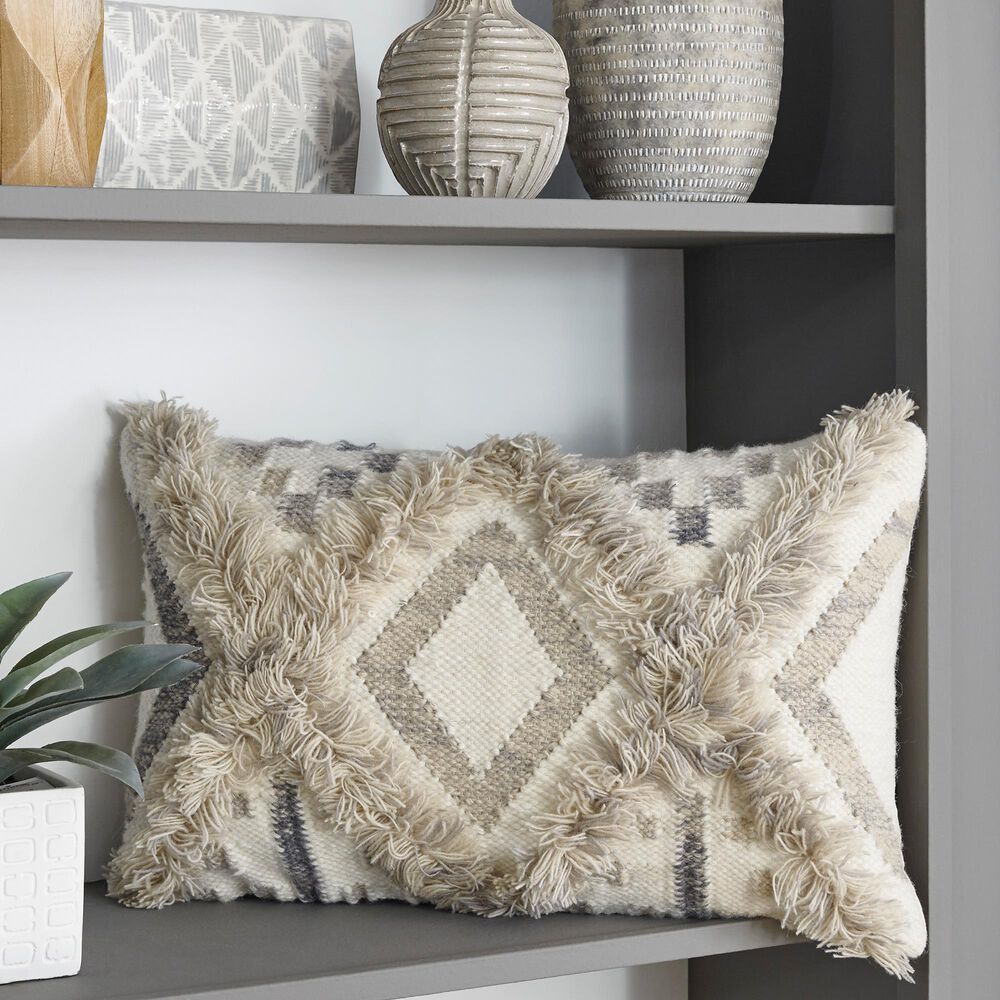 Ashley Liviah 14&quot; x 22&quot; Throw Pillow in Tan, Cream and Gray, , large