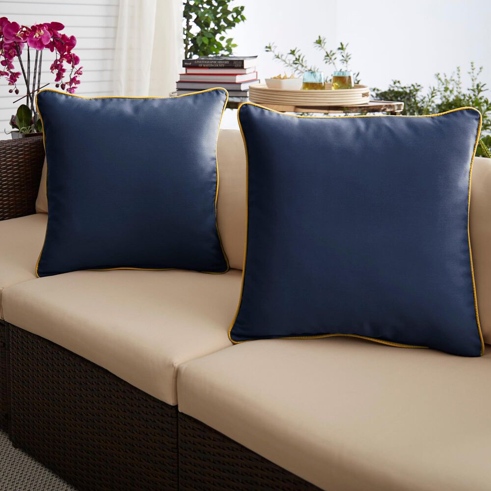 Sorra Home Sunbrella 18" Pillow in Canvas Navy (Set of 2), , large