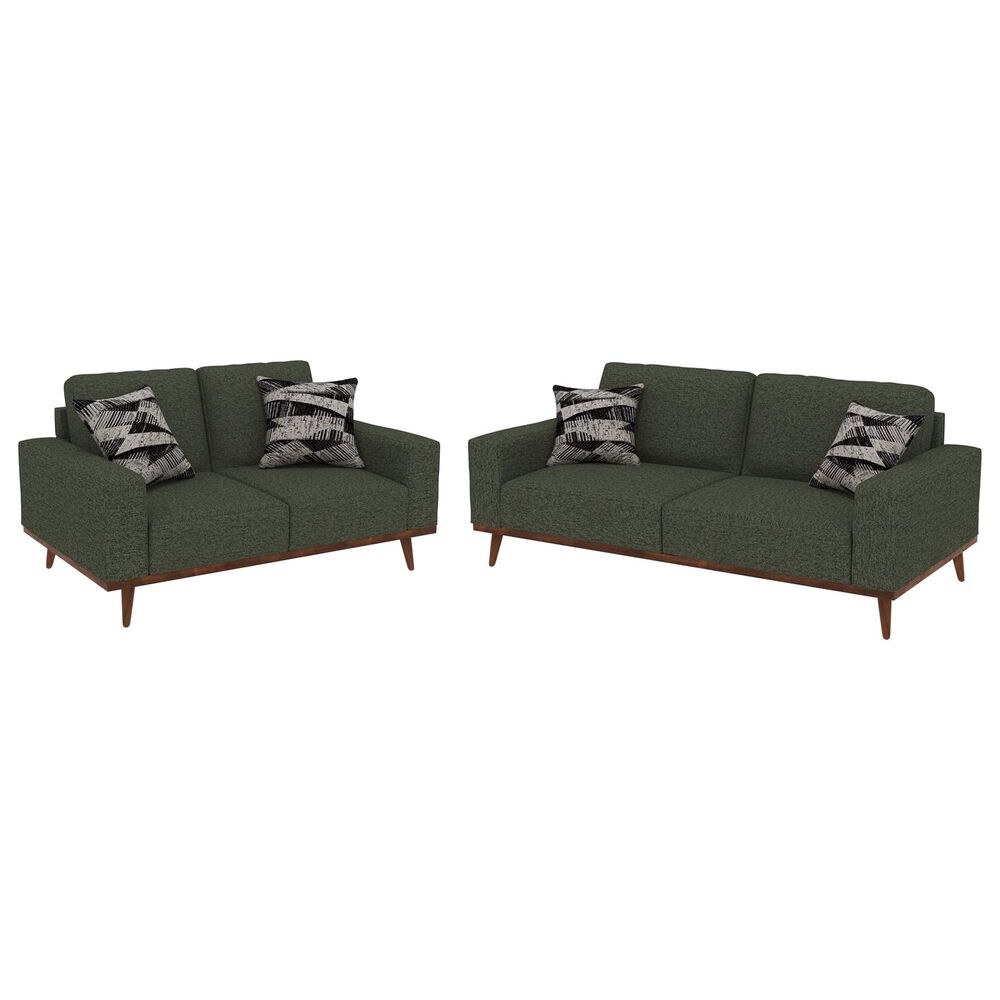 Golden Wave Furniture Heath Stationary Sofa and Loveseat Set in Olive, , large