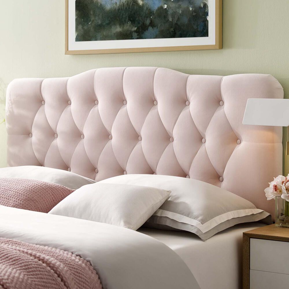 Modway Annabel Diamond Tufted Performance Velvet Full Headboard in White, , large